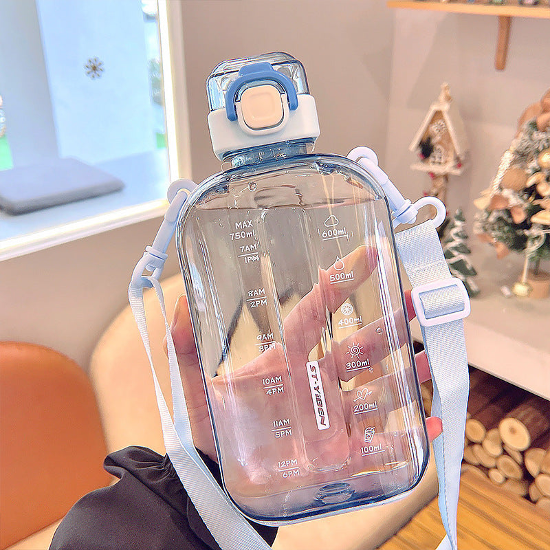 Square Sports Water Bottle with Strap