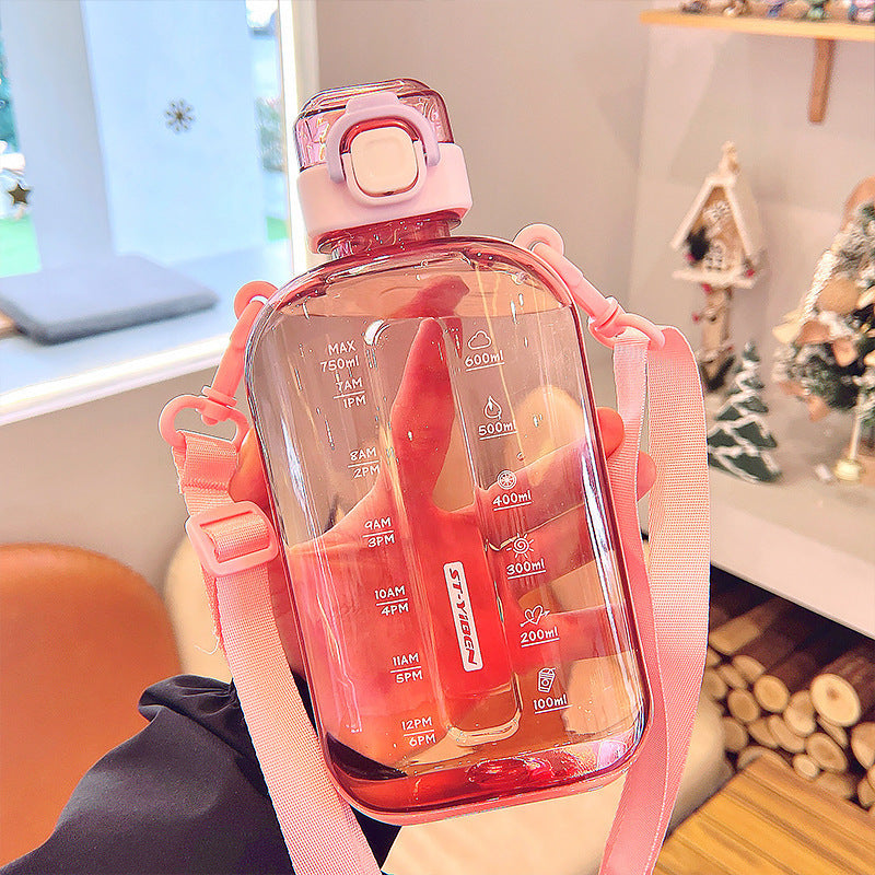Square Sports Water Bottle with Strap