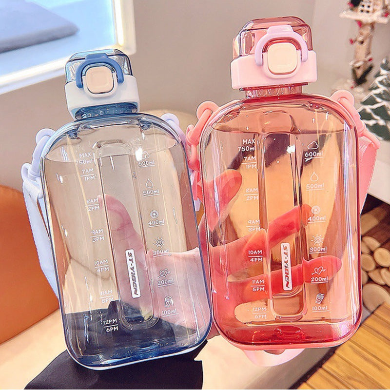 Square Sports Water Bottle with Strap
